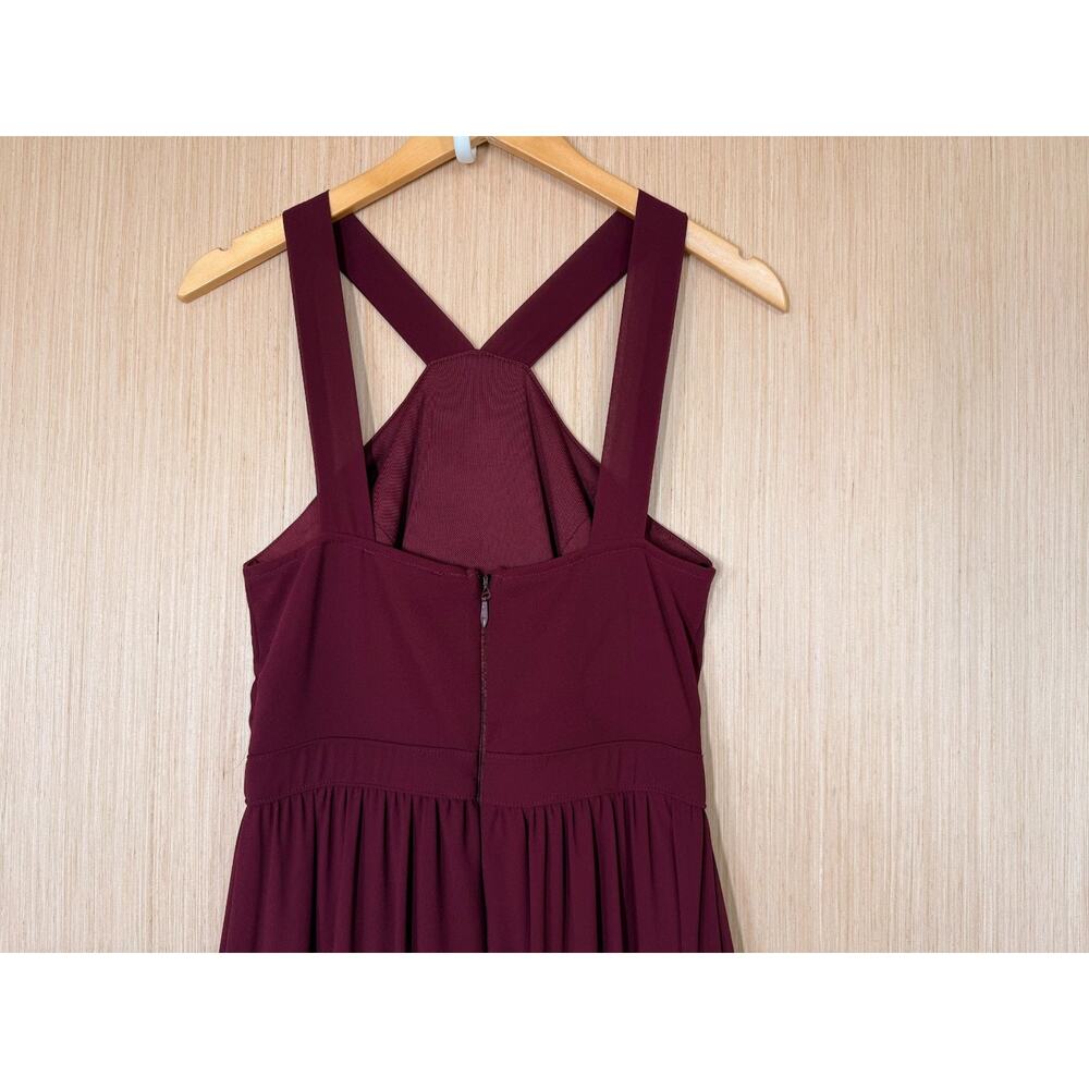Lulus Air of Romance Burgundy Maxi Dress Size Small Halter Georgette Fabric - Picture 6 of 13